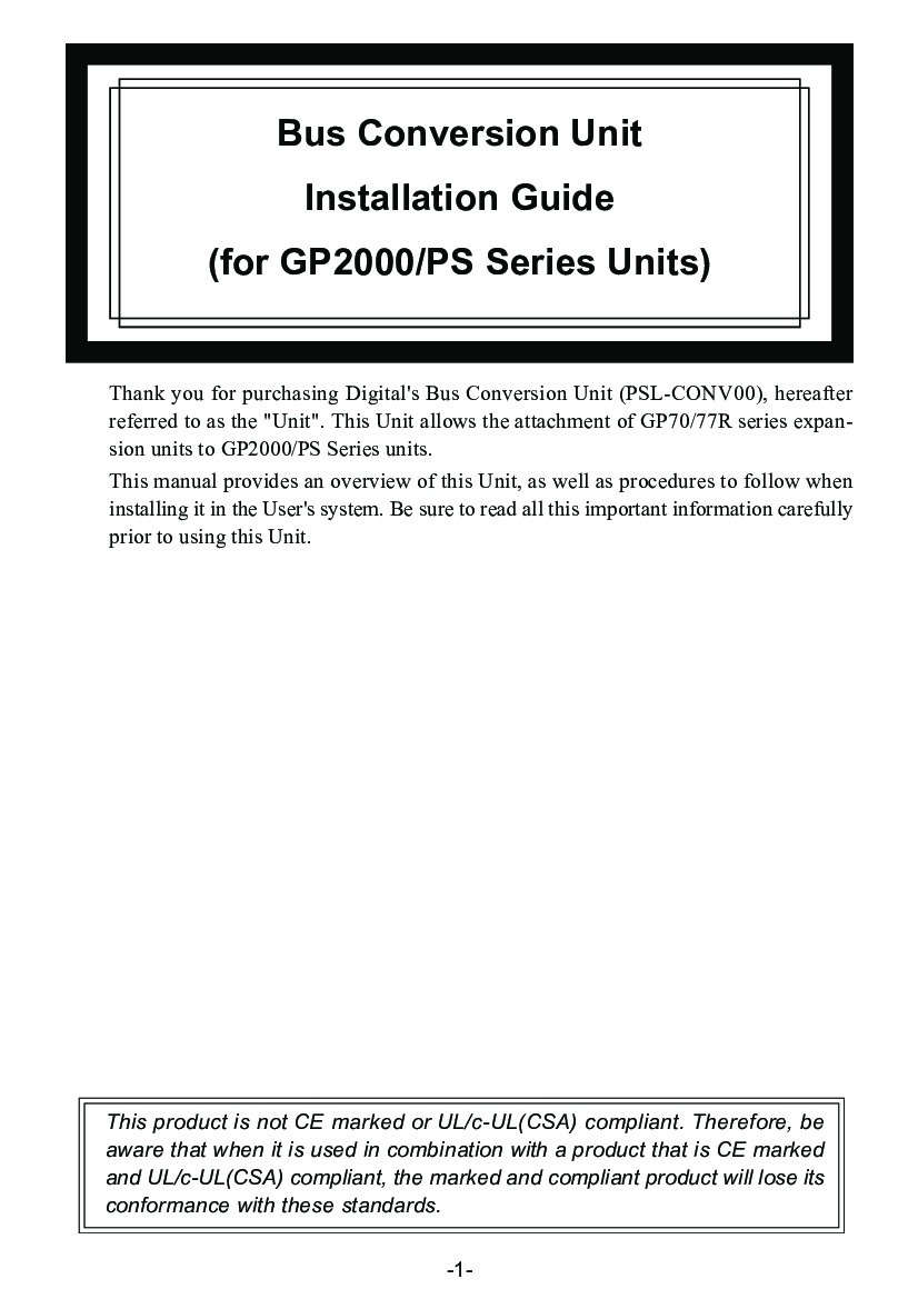 First Page Image of PSL-CONV00 Bus Conversion Unit Installation Guide.pdf